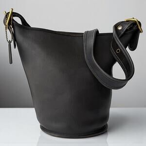 Vintage COACH 9953 Helen Berg's Legacy Black Leather Bucket Bag Brass